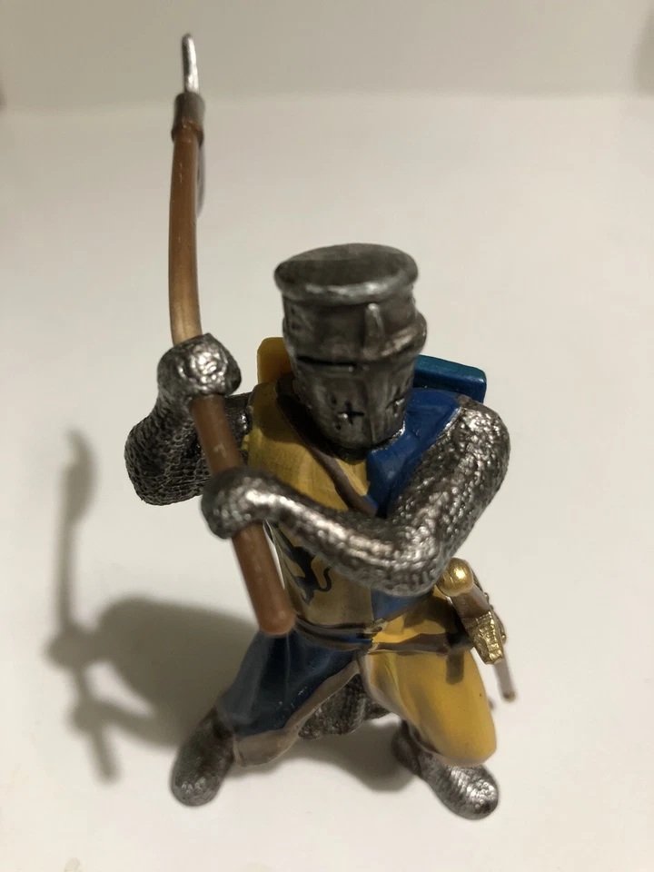 Schleich World of Knights Blue Foot Soldier 2003 Battle Axe 70003 Vintage Foto 2 de 4