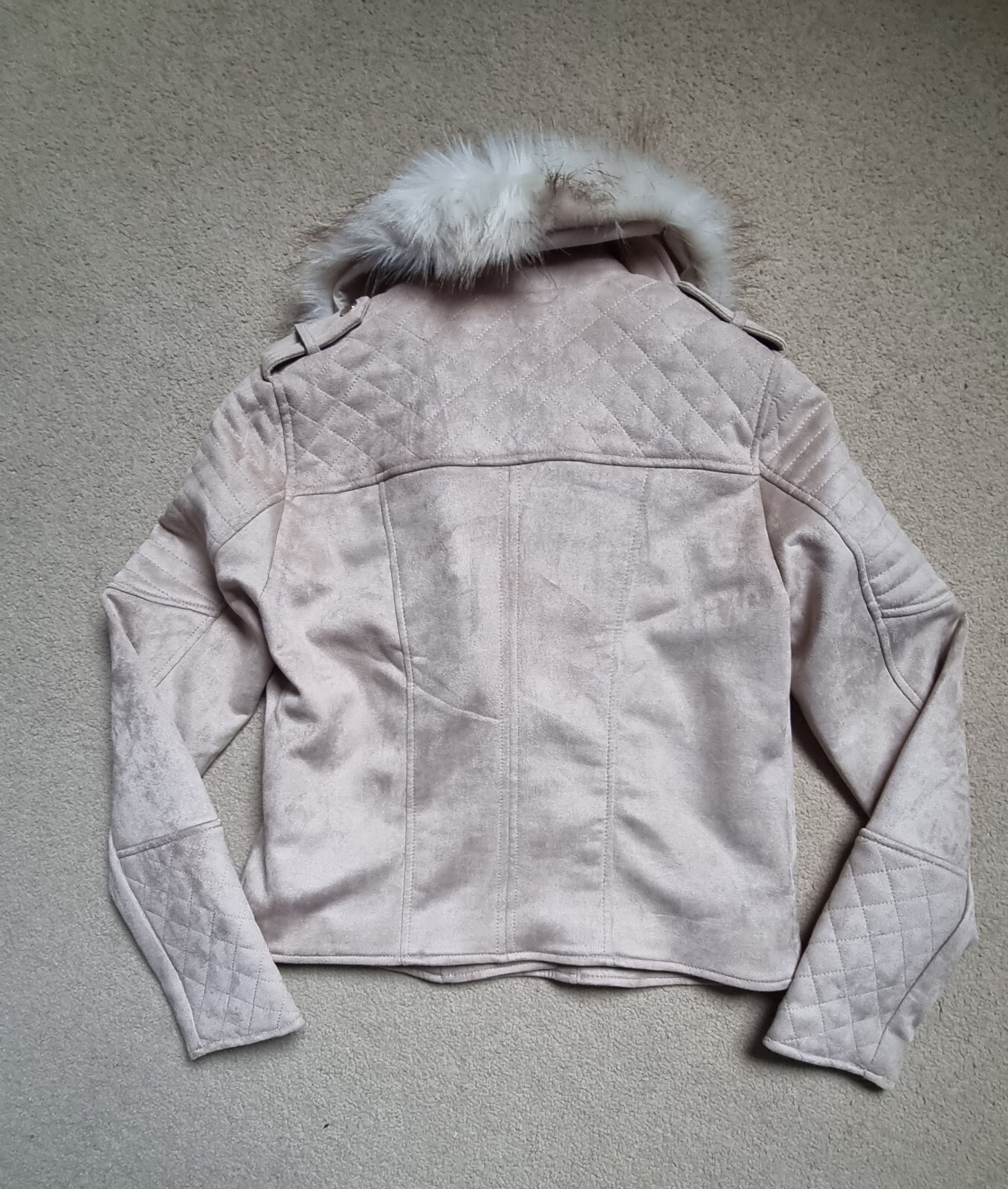 River Island Removable Premium Faux Fur Biker Style Jacket Size 10 RRP £65 image 9