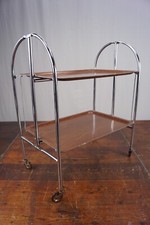 Dinett Serving Cart Tea Table Side Table Walnut Bar Chrome 70s 28