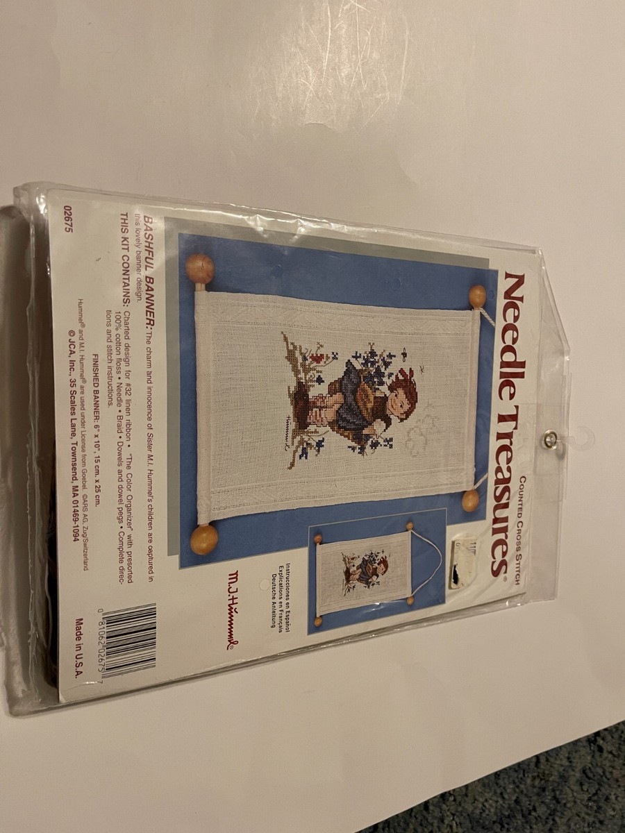 VTG Needle Treasures Counted Cross Stitch Bashful Banner M.J.