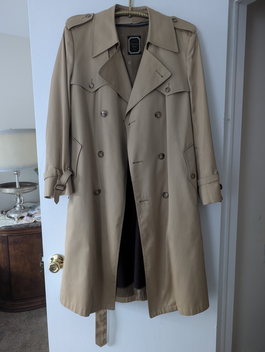 ●R4【US輸入】ChristianDiorトレンチコート men's【42R】 美品 70's USA製 実物 米軍 US ARMY レインコート 緑系 40R