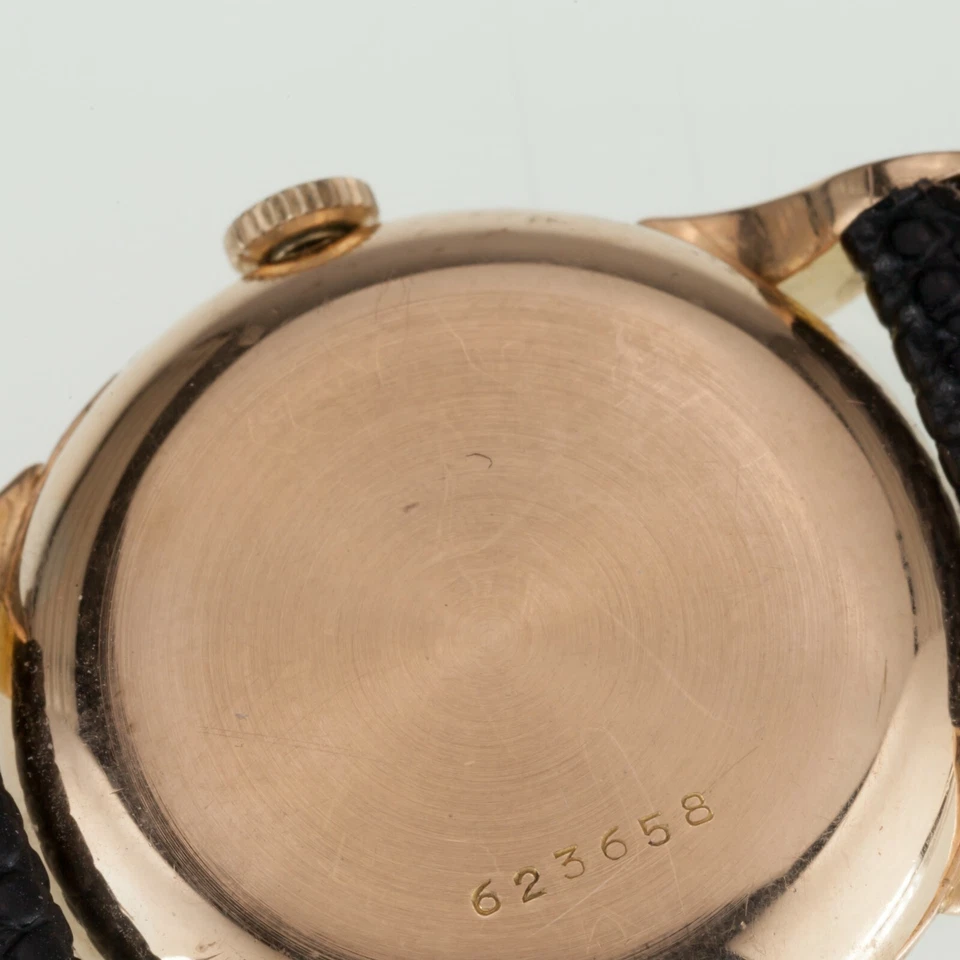 Reloj Ulysses Nardin Oro Rosa 18k Cronómetro Cuerda Manual con Correa de Cuero Foto 4 de 4