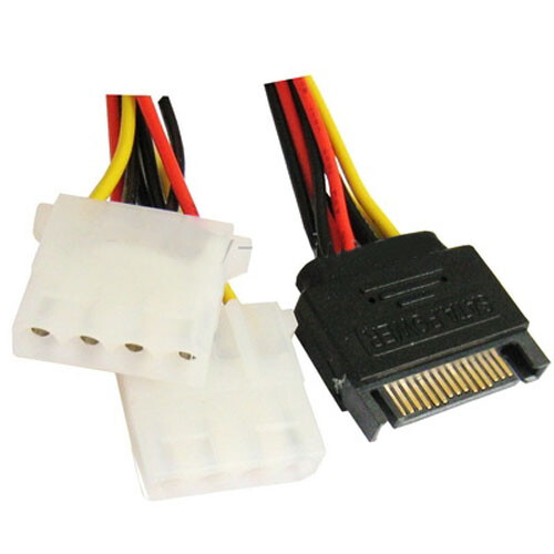 15cm 15Pin SATA Male To 4 Pin Dual Female Molex Cable Serial ATA Lead For PC CPU - Picture 5 of 5