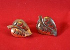 Leaf Copper Open-work Design Screw-back Earring Set Vintage 1950 — photo 1