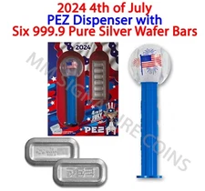 2024 4th of July Fourth PEZ Dispenser PAMP six 5g of 999.9 Fine Silver Wafers