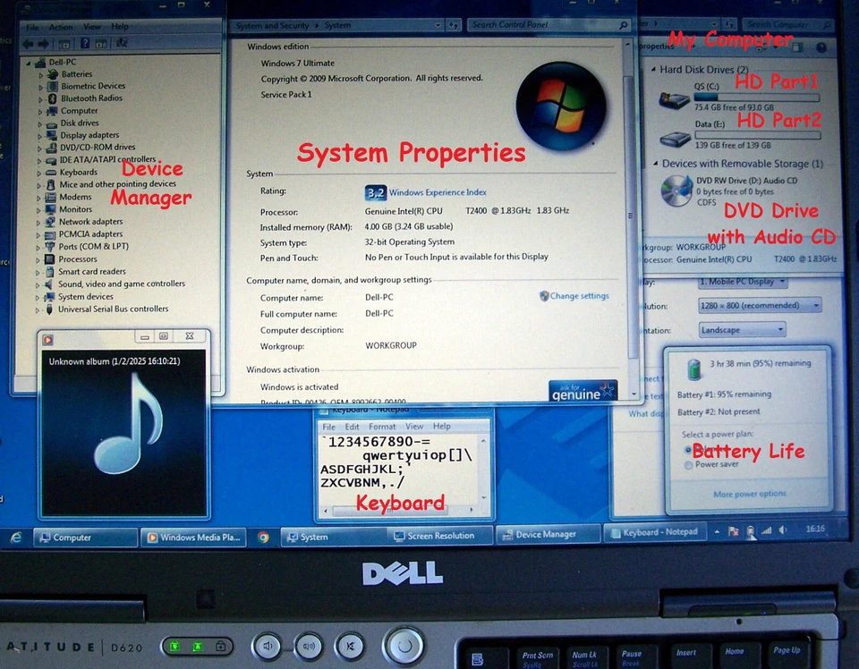 Dell Latitude D620 Intel Core Duo 1.83GHZ, 4GB, 250GB, WiFi Serial –ΝΟ d610 d630 - Image 3 of 4