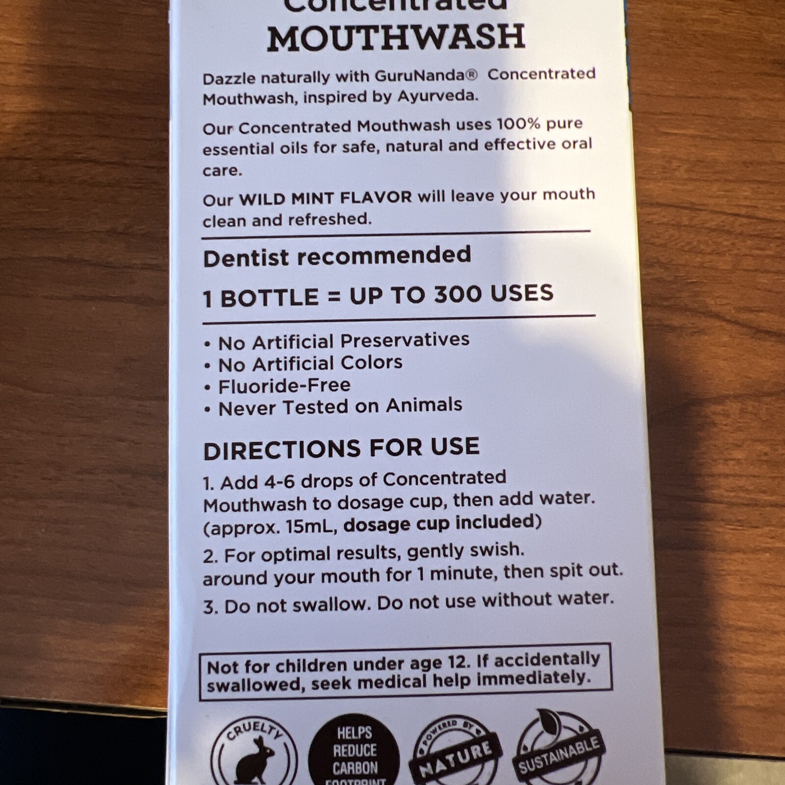 Guru Nanda Eco Friendly Concentrated Mouthwash Wild Mint. TIK TOK Oil