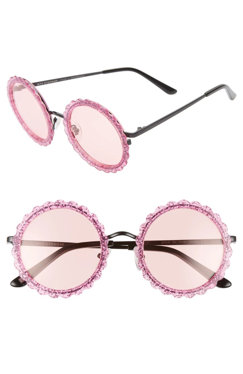 DIFF Eyewear Dixie Pink Glitter Sunglasses New DIFF Eyewear DIXIE Black Pink Glitter New Womens Fashion  main image 3