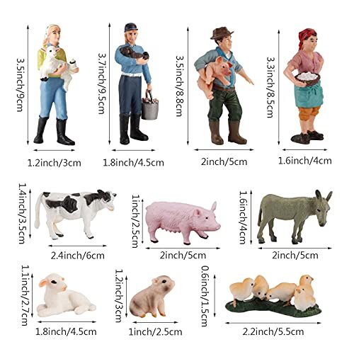 60 Stck. Bauernhoftiere Figuren Spielzeug mit Scheunenhauszaun, Bauernhausfiguren Pr... - Bild 5 von 7