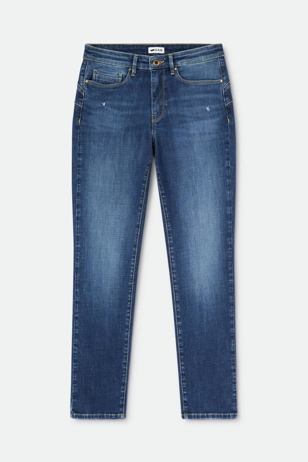Image of Gas Jeans Denim Britty Up Z - Jeans Slim Fit A Vita Alta Jeans - Taglia 26-40