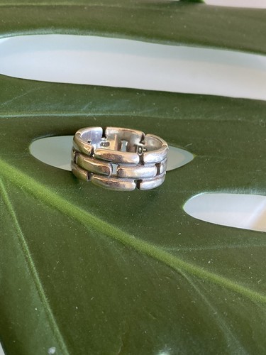 Vintage Sterling Solid 925 Silver Artisan Ring 9sz 9mm Wide Band 9.3g Free Ship - Picture 8 of 13