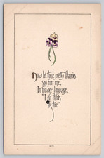 Tarjeta postal de colección "Ahora deja que estos pequeños pensamientos digan por mí..." Poema romántico I474