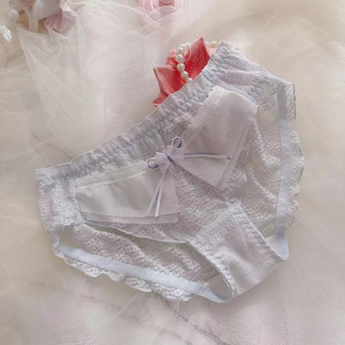 Women's Lace Pink Underwear Ruffled Mid-waist Triangle Panties Hollow-out Briefs - Picture 21 of 23