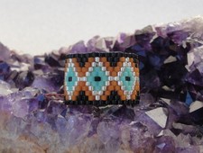 Beaded Peyote Stitch Ring, handcrafted size 8