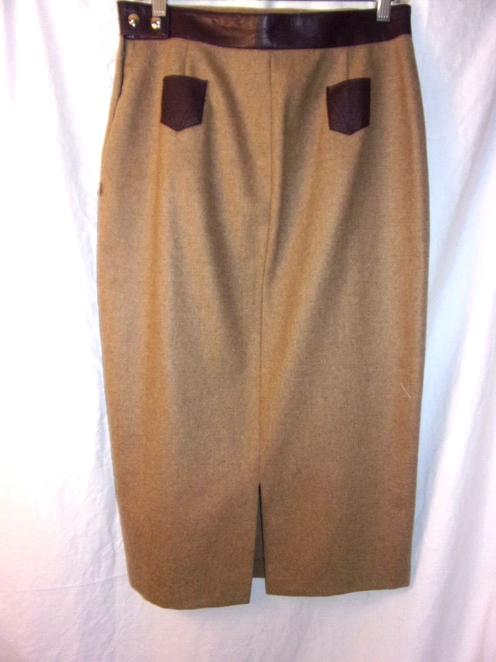 Винтажная коричневая шерстяная кожаная длинная юбка Dolce & Gabbana 32/46 красивая - Изображение 2 из 4