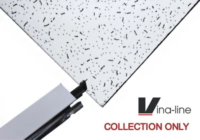 VINA-LINE ND Fissured Suspended Ceiling Tiles 595x595 and White Grid Per 5m2 Complete Kit