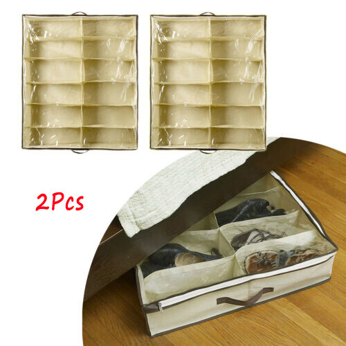2pcs Shoes Organizer Holder 12grids Under Bed Closet Storage