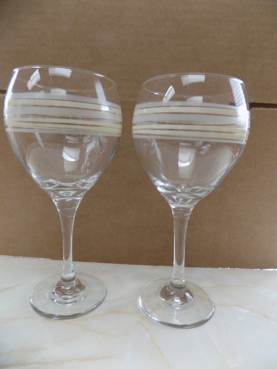 (2) Libbey 3061 Perception 20 Oz. Balloon Wine Glass w/ Unique Striped  Pattern