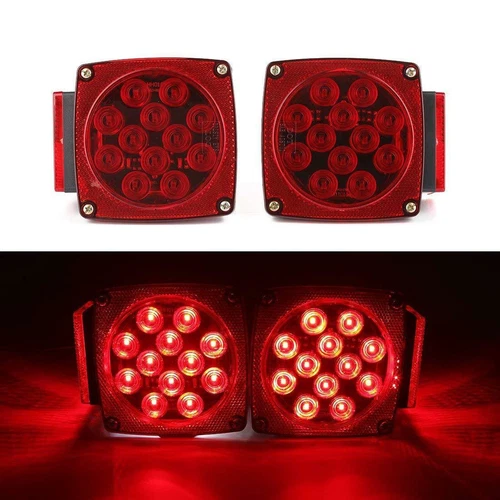 1 Pair Rear LED Submersible Trailer Tail Lights Kit Boat Truck Waterproof