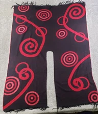 Parsley & Sage Reversible Scarf Poncho Shawl Black Red Knit Art To Wear France