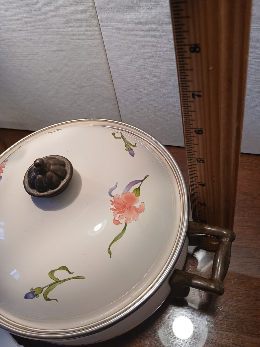 ウォーレンドルフ　陶器 Lincoware Enamal Pot 1989 Bonnie Taiwan With Lid Brass Ha