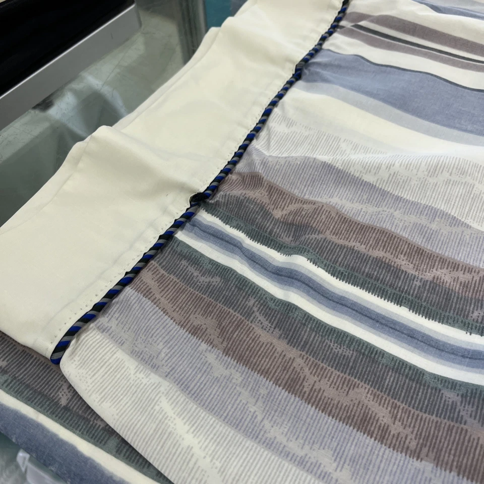 Juego de 2 fundas de almohada estándar vintage a rayas azul y blanco Foto 3 de 4