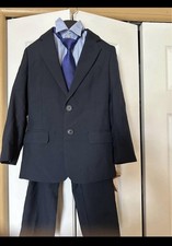 Men's Navy Solid 2 Piece Suit Single-Breasted Two-Button Notch Lapel S