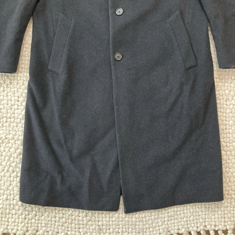 Jos A Bank Mens 40R Wool Overcoat Topcoat Trench Jacket Business Black 3 Button - Image 4 of 4