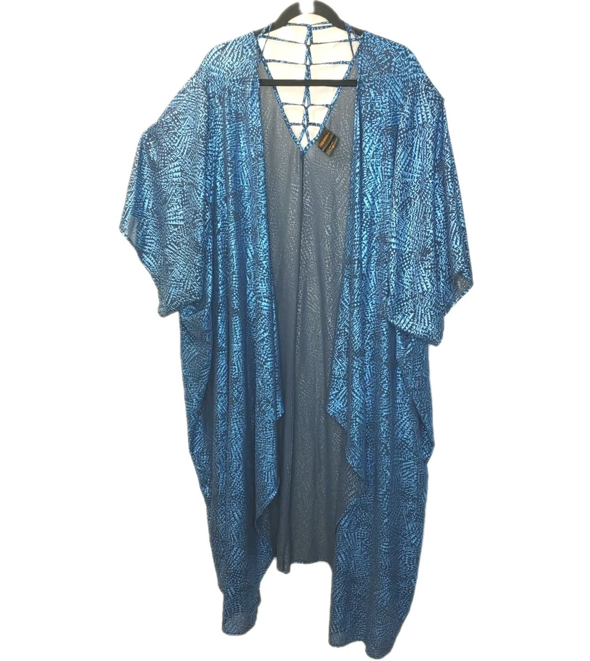 Cárdigan Encubrimiento Kimono Torrid Crimes Of Grimwald Mujer Plus 6X Azul Geométrico  Foto 4 de 4