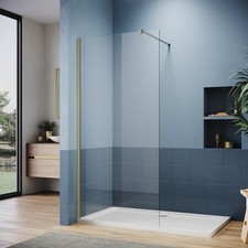 Walk In Shower Enclosure Screen 800x1900mm Brushed Gold 8mm Glass Panel Cubicle