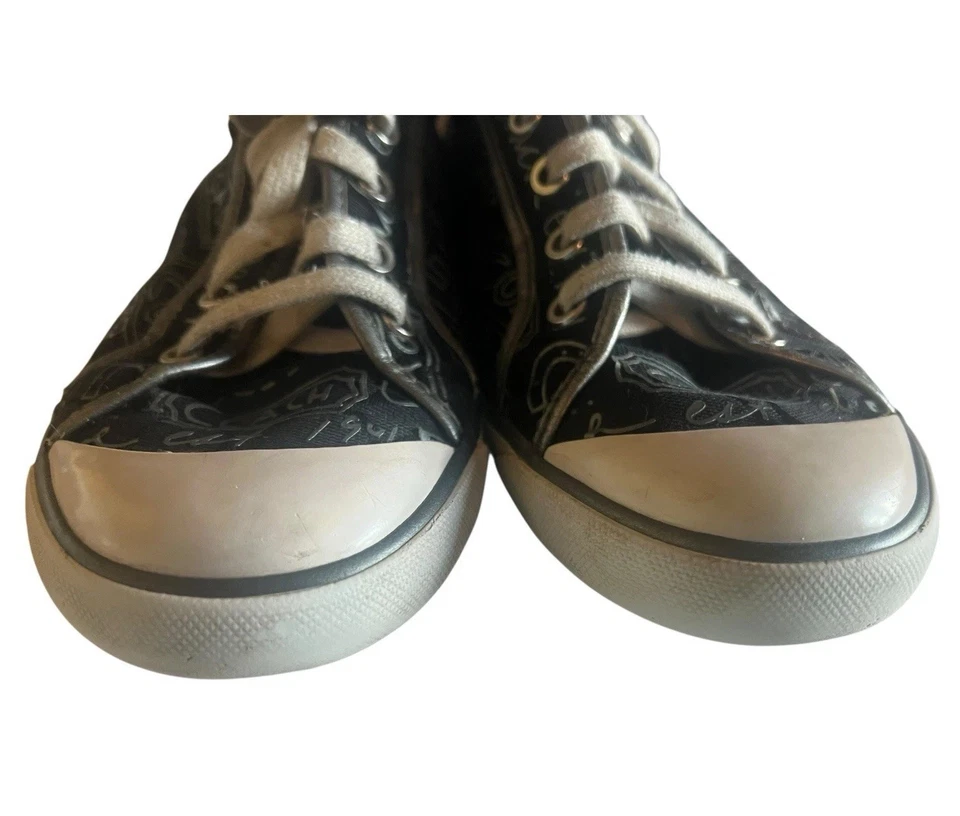 Zapatillas bajas Coach Barrett para mujer talla 9 B logotipo negro graffiti con cordones raras Foto 4 de 4