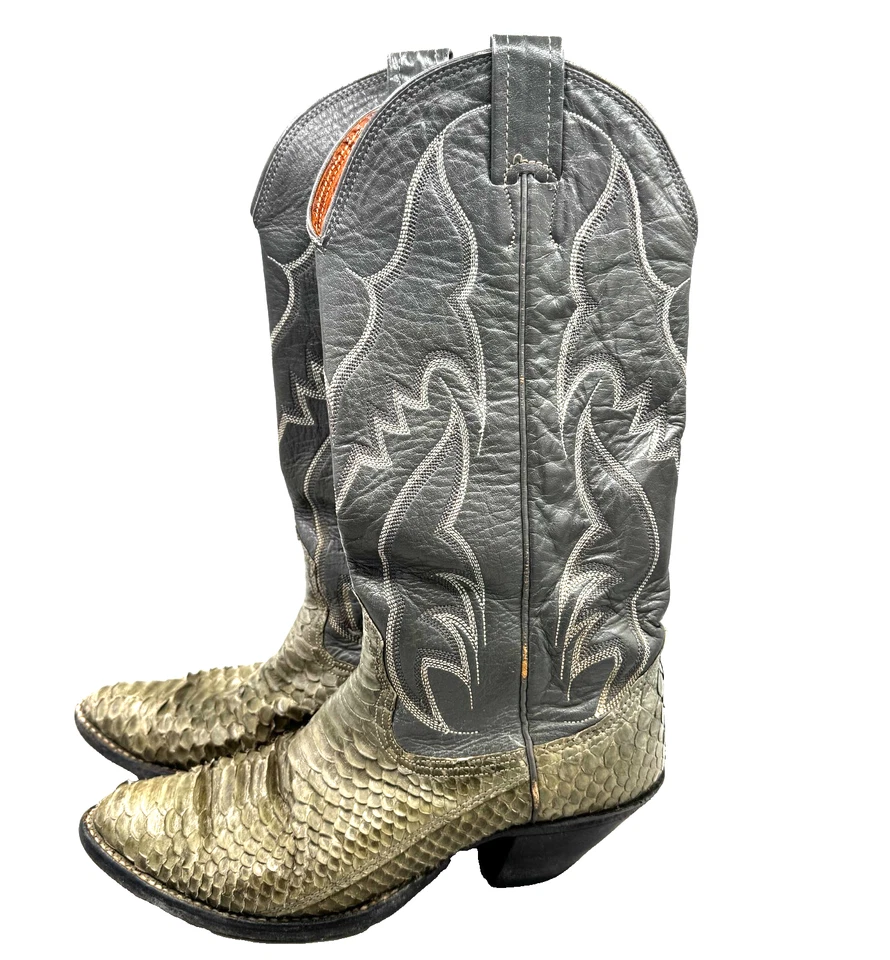 Botas de cuero exóticas de piel de serpiente Nocona para mujer 5 1/2 A gris vaquero occidental EE. UU. Foto 2 de 4