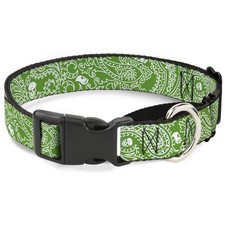 Plastic Martingale Collar Bandana/Skulls Irish Green/White WIDE-Smal (US IMPORT)