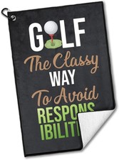 New FUNNY GOLF TOWEL w/ Bag Clip MICROFIBER 23.6" L x 15.7" Fun Golfer Dad Gift