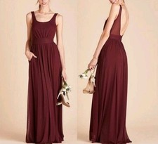 New Birdy Grey Burgundy Jan Sleeveless Maxi Dress Sz M Bridesmaid Formal