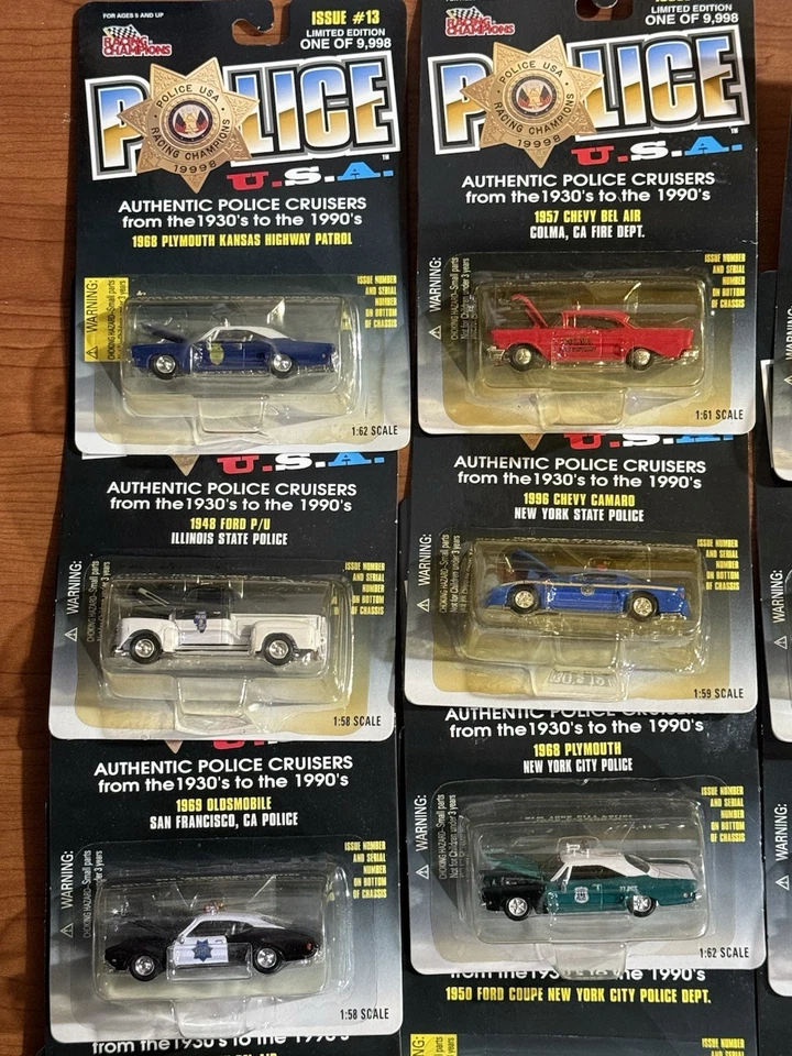 COLECCIÓN SURTIDA DE 86 Policías EE. UU. CARROS DIECAST RACING CHAMPIONS 1/64 Foto 2 de 4