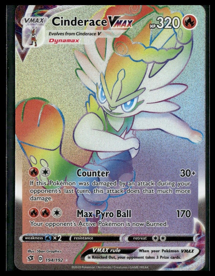 Cinderace VMAX (Secret) #194/192 Rebel Clash NM