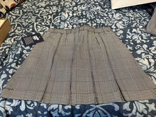 Lands End Girls Sz 10 School Uniform Large White Plaid Box Skirt Top Of Knee