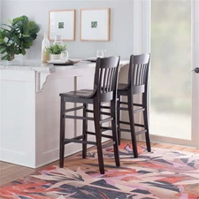 Linon Jasper Wood Commercial Grade Set of Two Barstools in Brown