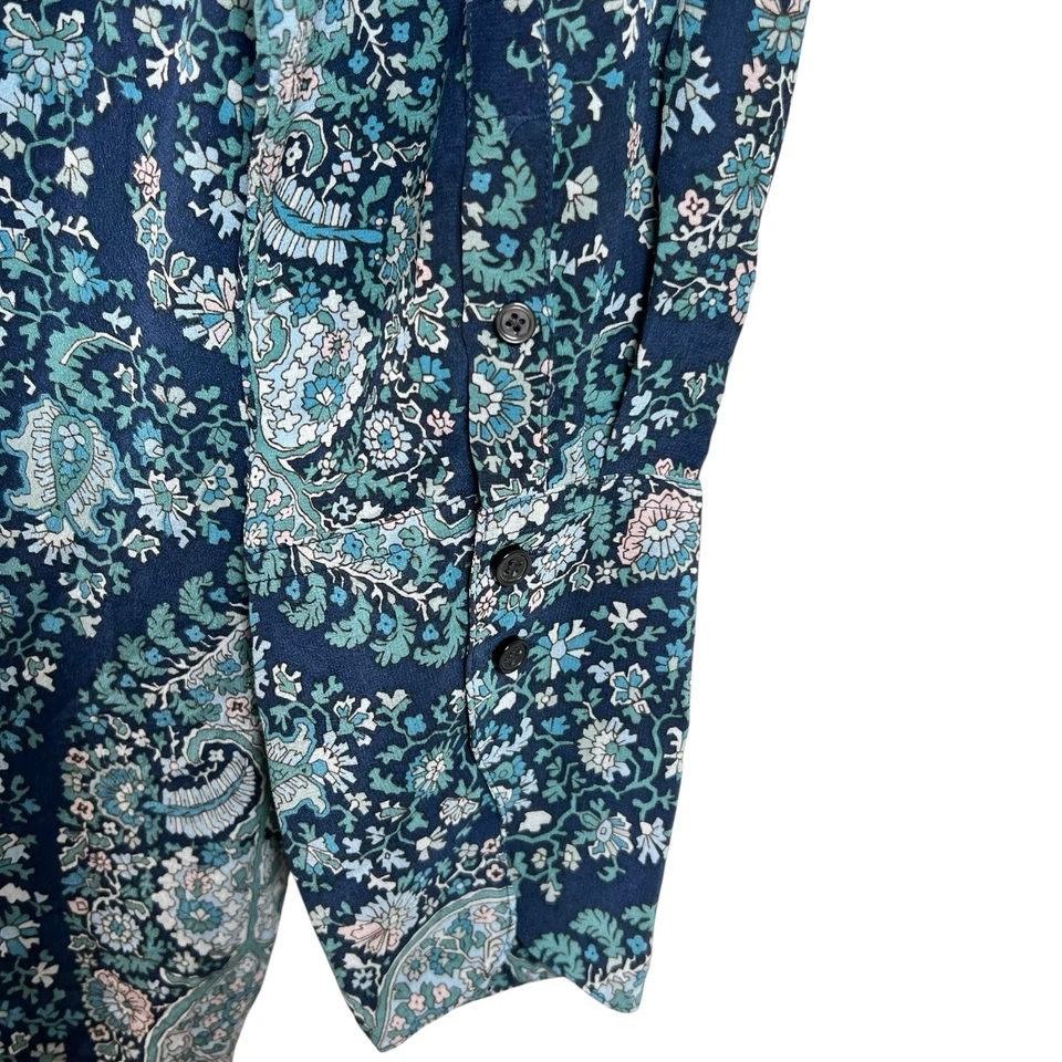 Vestido camisero J.Crew para mujer 8 100 % seda azul cachemira manga larga lazo cintura Foto 3 de 4