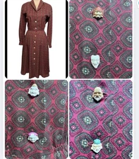 OOAK Vintage Handmade 1970s Dress Rare Bubba buttons Medium MOD 70s Unique