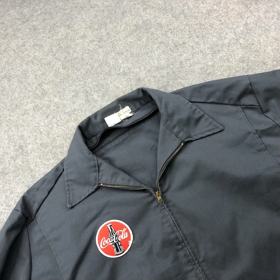 Vintage Coca-Cola Jacket Men 3XL 56 Long Gray Patch Workwear Uniform USA 80s - Image 3 of 4