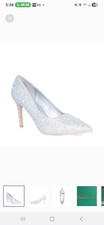 Lauren Lorraine Women's Silver Rhinestone Slip On Heels