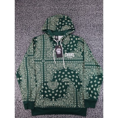 Crooks & Castles Hoodie Men Large Green New Paisley AOP Bandana Print
