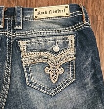 Rock Revival Betty Skinny Bold Thick Stittch, Embroidered With Rhineston Size 30