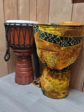 Djembe Drum Full Size African Handmade Carved 24" H x 12" Playing Surface