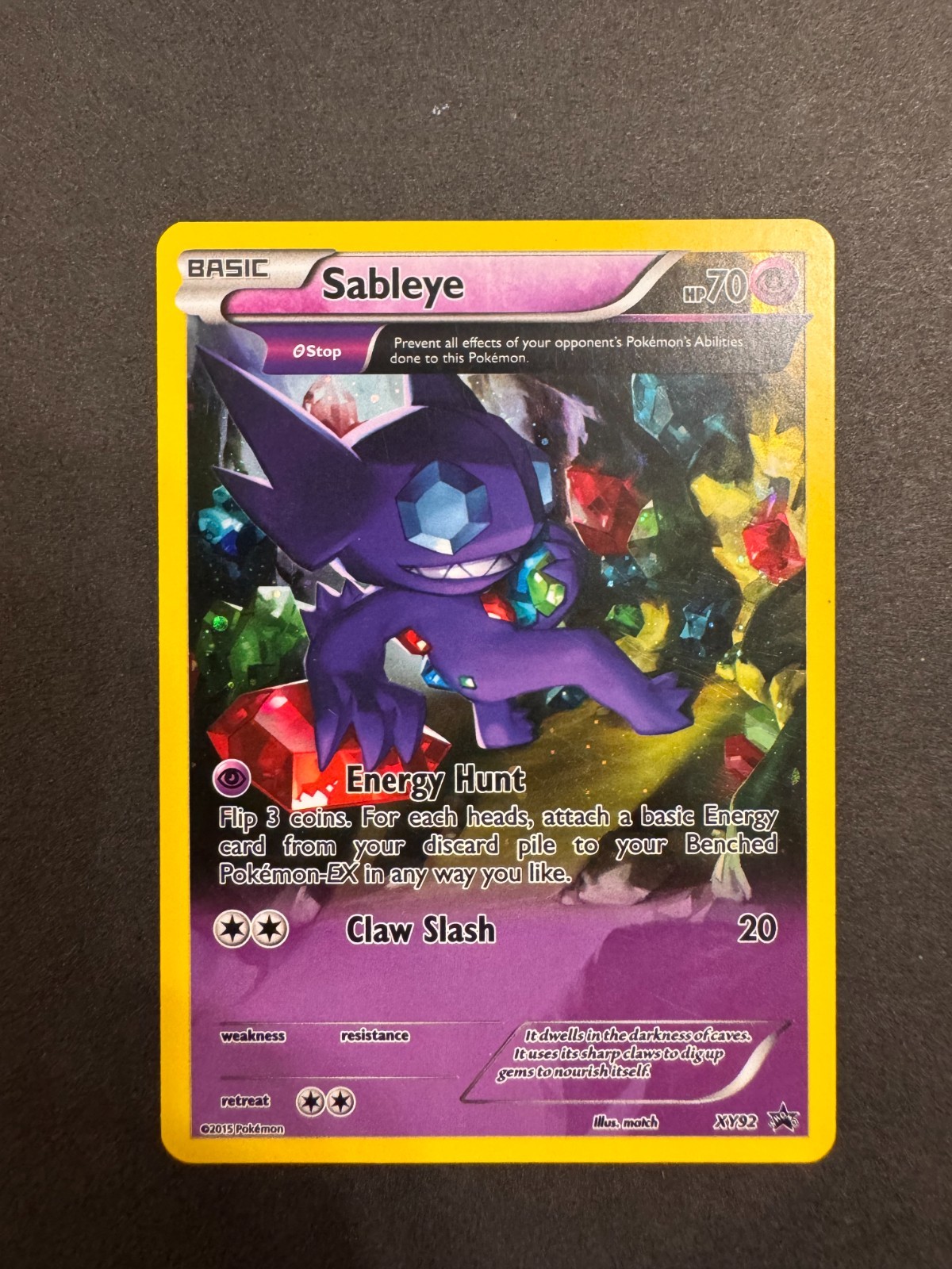 Pokemon Sableye XY92 Black Star Promo Cosmos Holo NM