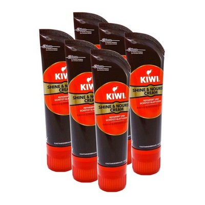 (26,67 EUR/l) 6x 75 ml Kiwi Shine Nourish Cream Kastanienbraun Schuhcreme brau