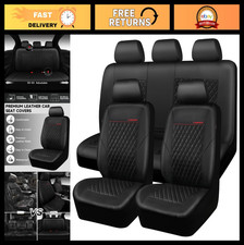 Faux Leather Quilting Seat Covers Full Set - Waterproof Black Car Interior Prote Faux Leather Quilting Seat Covers Full Set - Waterproof Black Car Interior Prote