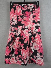 Forever 21 Pleated Black Pink Floral Rose Tube Dress M Fairy Cocktail Party NEW